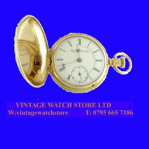 Stunning 14k Gold Elgin B W Raymond 15 Jewel Deco Hunter Pocket Watch 1914