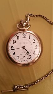 ILLINOIS 24 RUBY JEWELS HEAVY GOLD PLATED POCKET WATCH