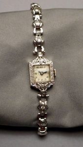 1950s Platinum & Diamond Cocktail Wristwatch & Band - Swiss Daumier Movement 17J