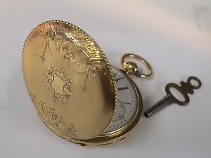 Antique 18k gold CHs DUBOIS FILS Geneva key wind and set. c1800