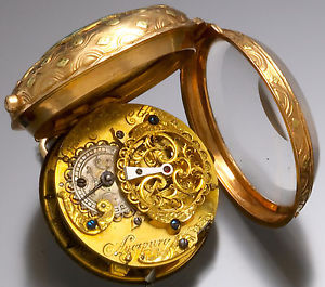 Frantz Anton Roth Augsburg Intriguing Verge Watch with Enameled Gold Case C.1780