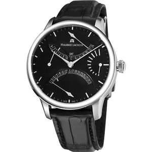 Maurice Lacroix Mens MP6518-SS001330 MasterPiece Black Leather Strap Watch