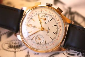 X LARGE 18K SOLID GOLD VINTAGE CHRONOGRAPHE SUISSE WATCH VENUS 188 ID.TOP TIME