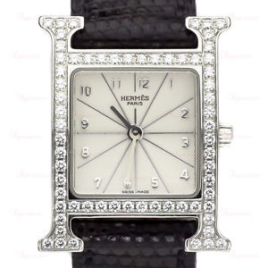 HERMES H HOUR Factory Diamond Stainless Steel PM Unisex Watch Model HH 1.230