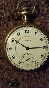 Very Rare 1850-1900's Illinois Railroad Pocket Watch Numbers on Dial Are Slanted