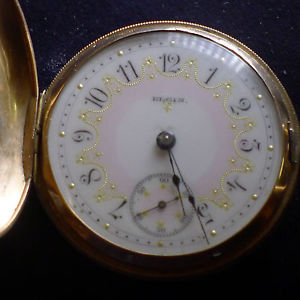 ELGIN G.M.Wheeler 18s 15J  Pocket Watch 18K Solid Gold Hunter Case