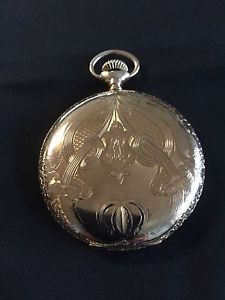 Elgin Hunter Case 14 Karat Solid Gold Size 16 Pocket Watch 3-Finger Bridge