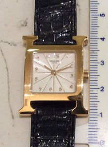 Hermes Heure H 1.285 orologio rettangolare nuovo oro 18 Kt cinturino cocco - 35%