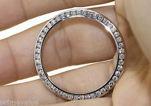 EXCEPTIONAL 14K WHITE GOLD BEZEL WITH 1.75 CTW DIAMONDS! 6.3 GRAMS! #U22