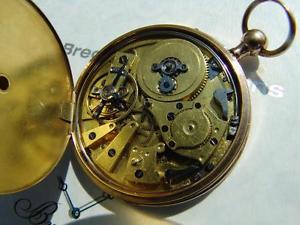 WOW.Mega Rare Antique 18k.Gold French Ruby Cylinder Repeater pocket watch 1800c