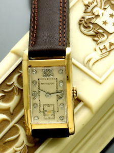14K Gold Diamond Dial Hamilton Watch Vintage from 1930s in Original Box