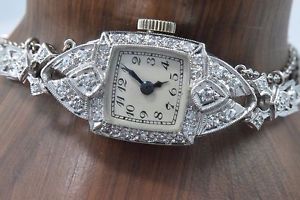 VTG Diamond 1.0 ct .900 Platinum Estate Antique Hamilton Watch