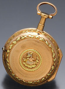 18K Multicolor Gold Repousse Case Quarter Hour Bell Repeater Pocket Watch CA1775