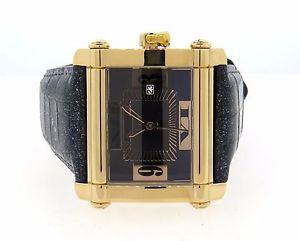 Charriol Actor XL 18K Rose Gold Black Dial Leather Bracelet Watch $21500