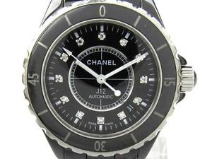 Auth CHANEL Diamond J12 Watch Ceramic Stainless Steel Men's Automatic