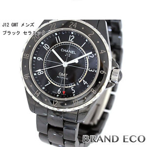 Auth CHANEL J12 GMT mens black ceramic automatic Chronograph Watch
