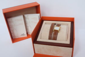 100% Auth New Bnib Hermes H Hour PM Double Tour Barenia With Gold Hardware