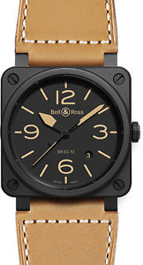 BR-03-92-HERITAGE-CERAMIC | BRAND NEW BELL & ROSS CARBON MENS AUTOMATIC WATCH