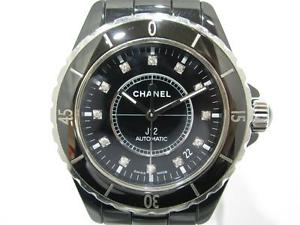 Auth CHANEL Ceramic J12 Diamonds 38mm Wristwatch H1626 Automatic Men