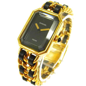 Authentic CHANEL Vintage Premiere Wristwatch Gold Quartz Swiss Made #M A24483