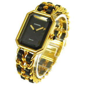 Authentic CHANEL Vintage Premiere Wristwatch Gold Quartz Swiss Made #M A22034
