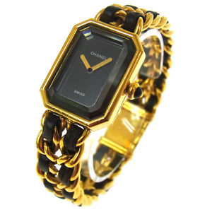 Authentic CHANEL Vintage Premiere Wristwatch Gold Quartz Swiss Made #XL AK02262