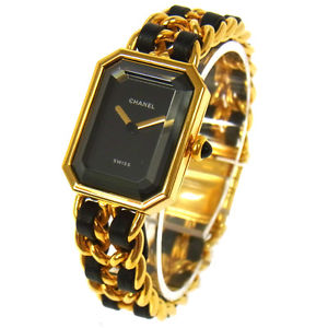 Authentic CHANEL Vintage Premiere Wristwatch Gold Quartz Swiss Made #M A22197