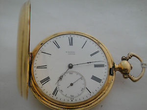 Great 18K gold 46mm across Swiss gold hunter case pocket watch 68.8g