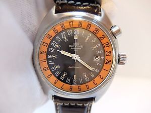 VINTAGE GLYCINE AIRMAN SST MILITARY 24 HOUR ORANGE DIAL WATCH (WATCH THE VIDEO)
