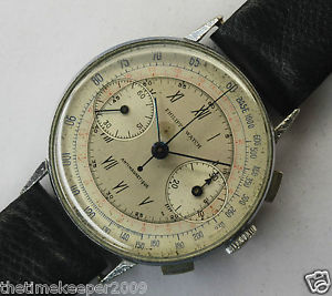 1940s PHILIPPE WATCH chronograph Valjoux 22 triple colour dial