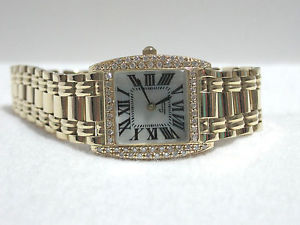 Vicence Square Case 4/10 cttw Diamond Panther Link Watch, 14K  Average