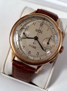 Eberhard Monopusher Chronograph 1940's Vintage 18k Rose Gold hinged 40mm watch