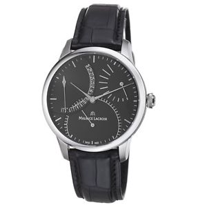 Maurice Lacroix Mens MP6508-SS001330 Master Piece Black Date Dial Strap Watch
