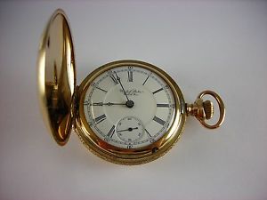 Antique U.S watch Co. Acid etched 18s Gold Filled Hunter case pocket watch. 1893