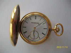 Tourneau Pocket Watch -19 Jewel Gold Plated- Skelton-Roman Numerals Swiss Made