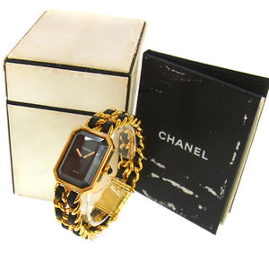 Authentic CHANEL Vintage Premiere Wristwatch Gold Quartz Swiss Made #L A18613