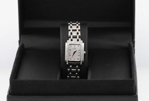 Womens Movado 66 25 0640 Solid 18K White Gold & Diamond Square Face Wrist Watch