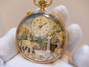 VINTAGE REUGE EROTIC MUSIC BOX AUTOMATON MUSICAL ALARM POCKET WATCH (SEE VIDEO)