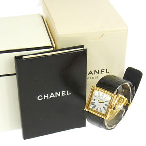 Authentic CHANEL Vintage Alligator Belt 18K 750 Wristwatch Quartz BN03617