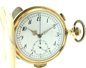 585/14k Gold Herren Taschenuhr mit ¼ Repetition und Chronograph, 57mm, 116g