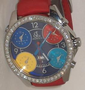 Jacob & Co 5 Timezone Diamond Bezel Watch With Date For Men - Jumbo 47mm Case