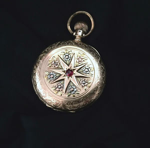 ANTIQUE ELGIN POCKET WATCH MULTI GOLD 14K 1890 HUNTER GOLD CASE RUNS!