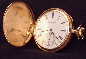 Antique Pocket Watch Elgin Movement Solidarity 14k Gold Hunter Case