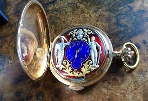 ANTIQUE QUARTER REPEATER JACQUEMART  AUTOMATON 18K GOLD HUNTER POCKET WATCH