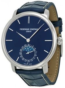 *Frederique Constant Slimline Moonphase Leather Automatic Mens Watch FC-705N4S6