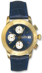 Condor Automatic Chronograph Tachymetre Scale 18k Gold Mens Strap Watch Date