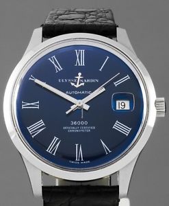 Vintage Ulysse Nardin rare blue enamel dial 36000 bph cal.NB11QU 36mm - serviced