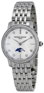 *Frederique Constant Slimline Moonphase Stainless Steel Watch FC-206MPWD1SD6B