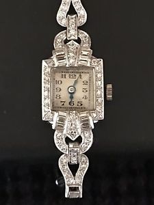 VINTAGE 1920s LADIES FASHION 1.5 CT DIAMOND AND PLATINUM WATCH