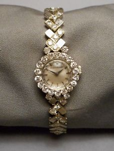 1950s Movado 17J Cocktail Wristwatch 18K White Gold Case & Band with 78 Diamonds